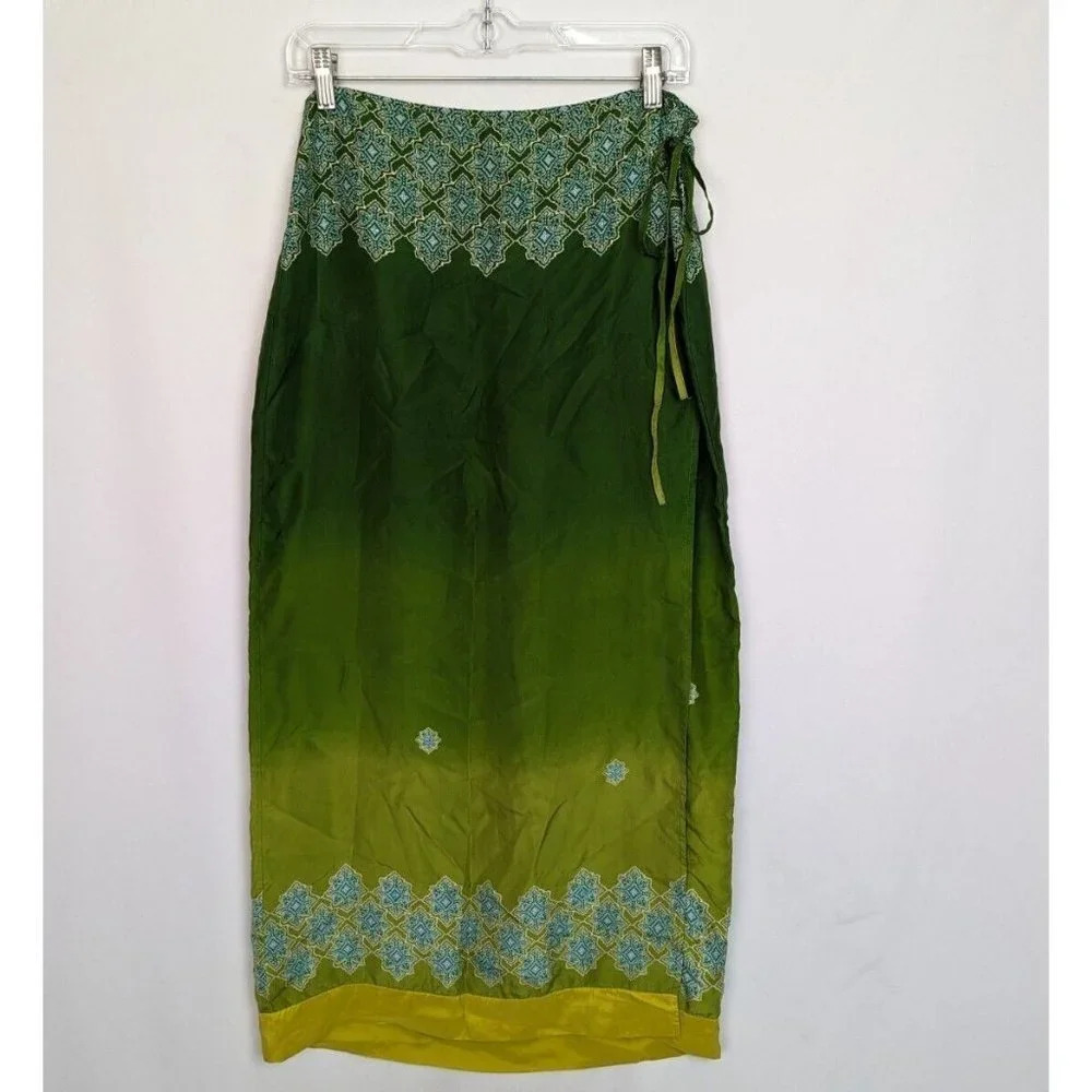 Express Green and Blue Maxi Skirt